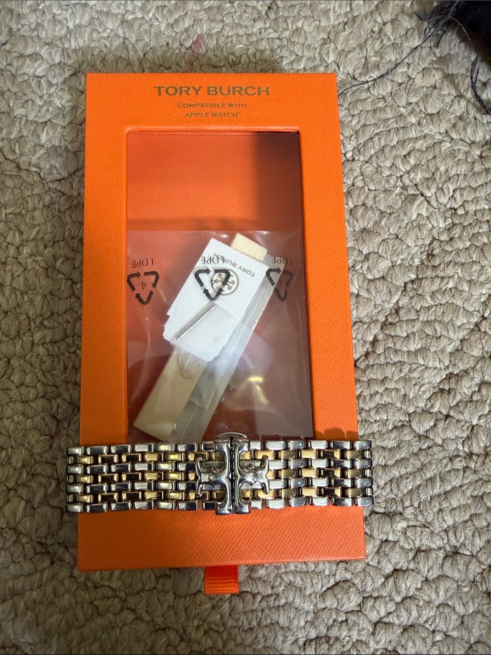 Tory Burch Two-Tone Gold and Silver Link Watch Bracelet